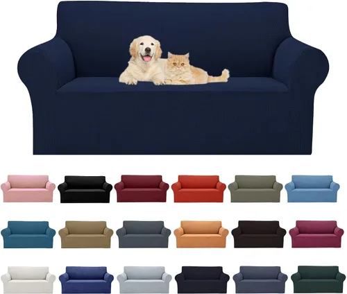 Vista 42 de Cupuamon Funda elástica para sofá de 1 plaza, funda protectora de muebles con parte inferior elástica de tela jacquard a cuadros pequeños para Beige