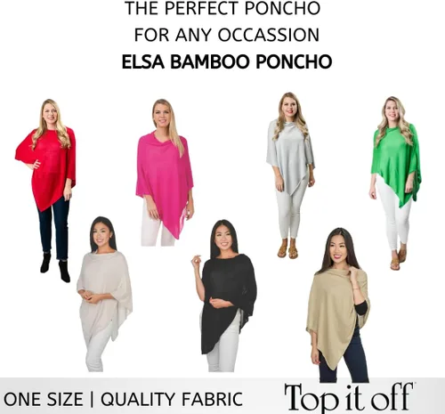 Vista 4 de Top It Off Elsa - Poncho de bambú para mujer, de punto fino, de lujo, hecho de bambú 100% natural, pieza de capas para mayor calidez