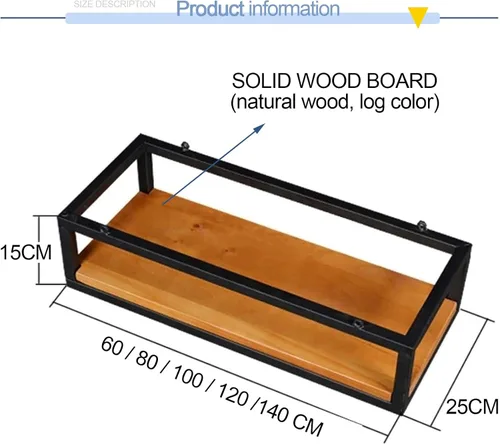 Vista 2 de Drsyffsup Estante de vino colgante industrial para techo, estantes flotantes con marco de madera y metal para bar, cocina, balcón, estante de garaje