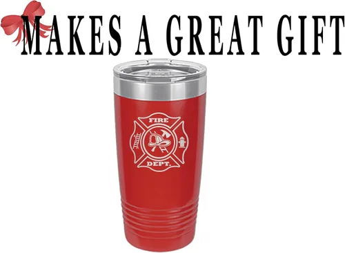 Vista 4 de Rogue River Tactical Taza de viaje de 20 onzas con tapa aislada al vacío del departamento de bomberos FD Fire Fire Department FD Fireman Gift Fire
