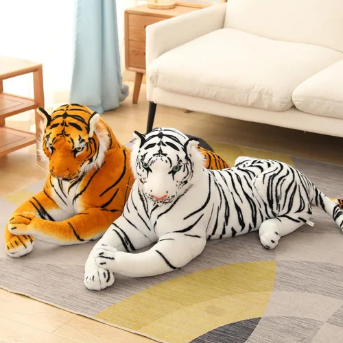Vista 4 de GracesDawn Animales de peluche, tigre de 26.8 pulgadas (incluyendo el tamaño de la cola), gato de peluche para temática de la selva, decoración