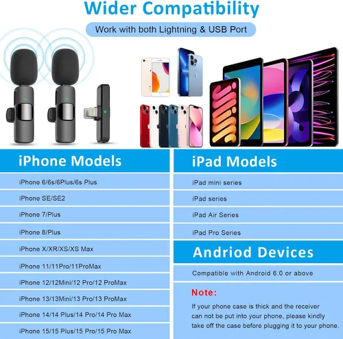 Vista 5 de MAYBESTA Mini micrófono inalámbrico para teléfono iPhone Android: micrófono de grabación de solapa Lavalier para entrevista de podcast de Tiktok