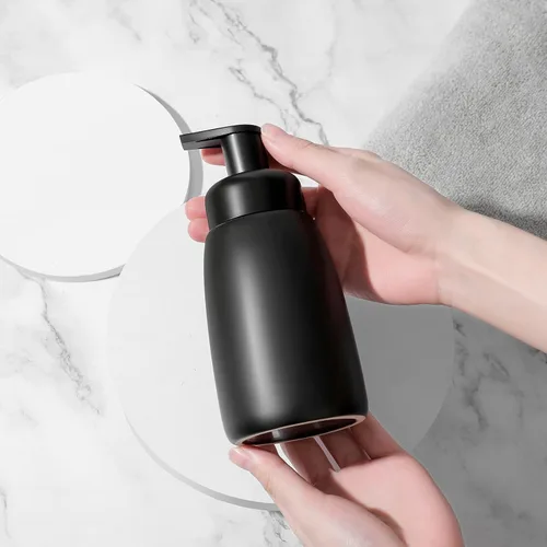 Vista 2 de Dispensador de jabón de manos espumoso, tarro de cerámica, dispensador de jabón para platos de baño y cocina, botella de líquido para champú, gel