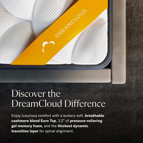 Vista 3 de DreamCloud Premier Rest - Colchón individual XL de 14 pulgadas, espuma viscoelástica de gel de lujo, prueba de 365 noches, capas premium