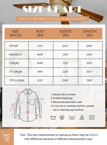 Vista 6 de Beaully Chaqueta-Camisa de Franela a Cuadros para Mujer, Trajes de Otoño 2025, Camisa de Manga Larga con Botones, Chaqueta Abrigo con Bolsillos Negro