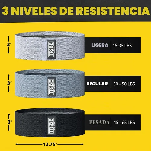 Vista 2 de Bandas de tela para piernas y glúteos - Juego de bandas de resistencia (8)