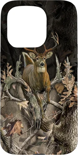 Vista 14 de Funda para iPhone 17 con diseño de camuflaje de caza de ciervos y cráneos