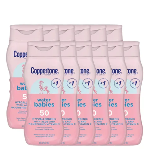 Vista 13 de Coppertone Water Babies - Loción de protección solar en aerosol SPF 50, protector solar para bebés recomendado por pediatras, protector solar