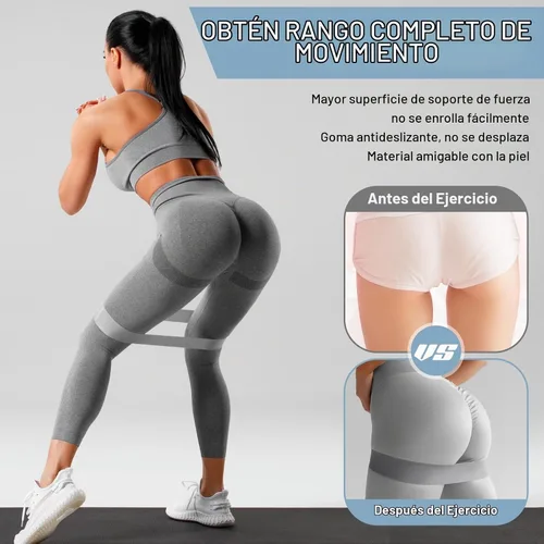 Vista 5 de Hollowfly 12 bandas de ejercicio de látex para entrenamiento de glúteos, bandas de ejercicio elásticas antideslizantes para piernas, sentadillas Gris