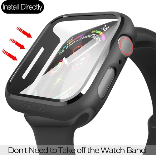 Vista 3 de pzoz - Carcasa de 40 mm compatible con Apple Watch Series 6, 5, 4 y SE, tiene protector de pantalla y accesorios, es delgada con bordes protectores