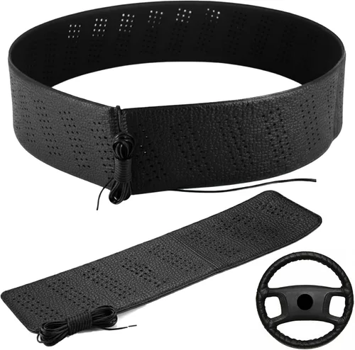 Vista 5 de Cubierta de volante con encaje negro, accesorio clásico de agarre elástico para auto