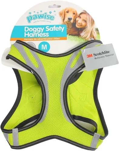 Vista 6 de PAWISE Arnés de malla reflectante para perro, chaleco de malla acolchada suave para caminar, arnés para mascotas sin tirones con 2 clips para correa