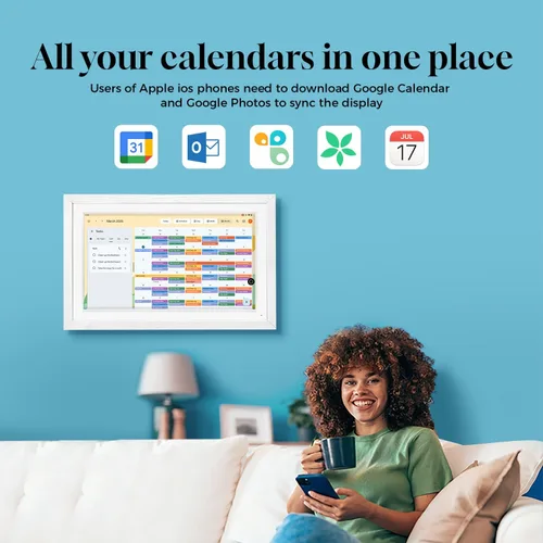Vista 3 de Pantalla inteligente de 15.6" con Google Calendar, Google Play, sin suscripción, color blanco Anti-glare FHD touchscreen,Photo Frame,Android