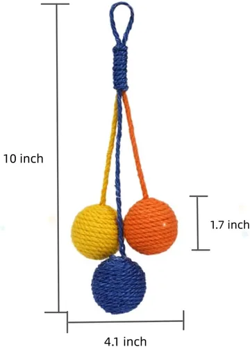 Vista 6 de Juguete para gatos, bola de sisal, juguete colgante para gatos, hecho a mano, cuerda para gatos, masticable, respetuoso con el medio ambiente