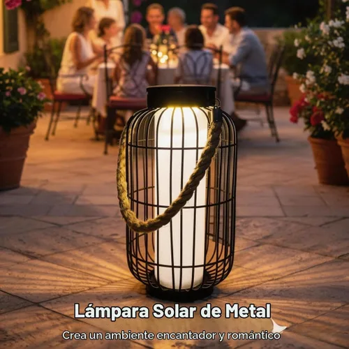 Vista 6 de pearlstar Farol grande con energía solar para exteriores, luces colgantes de metal resistente, lámpara de mesa solar decorativa impermeable