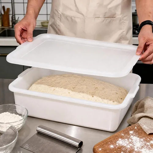 Vista 5 de Paquete de 3 cajas para probar masa de pizza, caja para probar masa de pan y contenedor de masa con tapa, libre de BPA Cajas de levantamiento