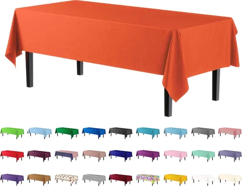 Vista 45 de Party Solids Paquete de 4 manteles de plástico color azul aguamarina, 54 x 108 pulgadas, mantel desechable para fiestas y pícnics