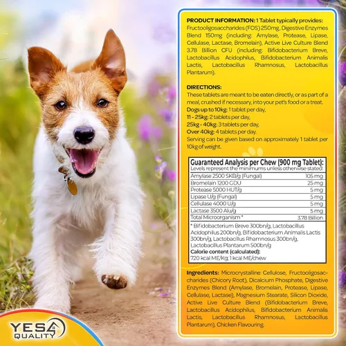 Vista 7 de Dog Probiotics, 120 tabletas prebióticas y probióticas con sabor a pollo