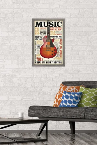 Vista 2 de Trends International Music Inspires Me Wall Poster, 14.725" x 22.375", Barnwood Framed Version