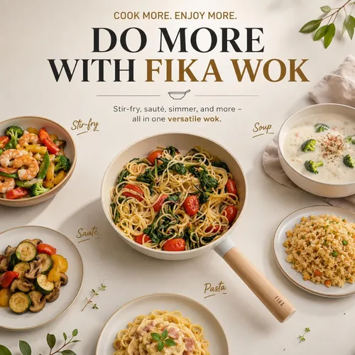 Vista 7 de FIKA - Sartén para wok con revestimiento de cerámica antiadherente de 10 pulgadas con mango de madera natural, compatible con inducción, sartén