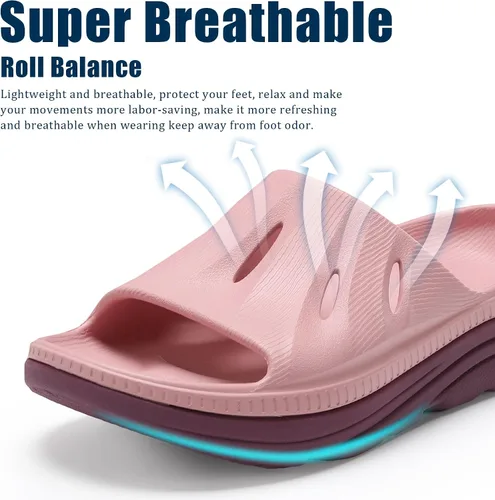 Vista 3 de Womens Recovery Sandals Mens Comfortable Athletic Slides Thick Cushion Lightweight Plantar Fasciitis Sport Sliders of Indoor Outdoor,Arch Support