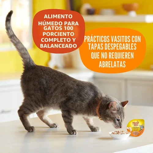 Vista 6 de Meow Mix Trozos en salsa, comida húmeda para gatos con pechuga de pollo real, 12 tazas