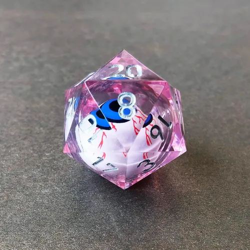 Vista 13 de BESCON - Juego de dados poliédricos con núcleo líquido con bordes afilados, dados poliédricos con borde de afeitar con globo ocular rodante
