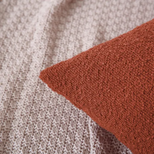 Vista 3 de Artcest Set of 1 Boucle Throw Pillow Cover, Large Textured Cushion Case for Couch Bed and Living Room Decor, 26"x26" (Rust)