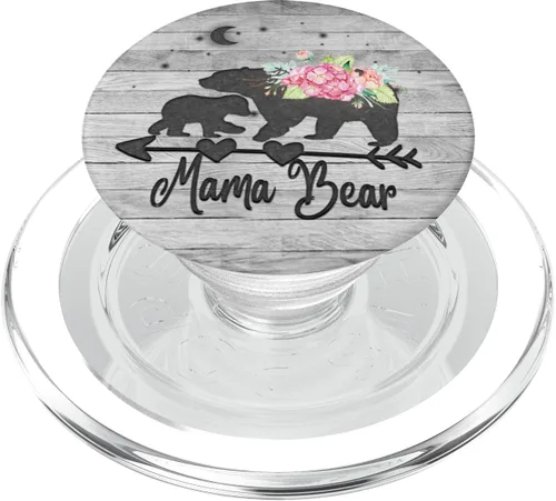 Vista 8 de Rosa rubor rosa floral Mama oso y un cachorro bebé gris rústico PopSockets intercambiables PopGrip