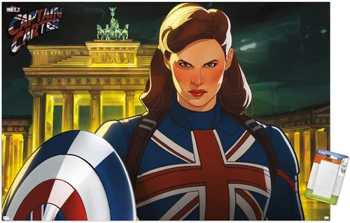 Vista 11 de Trends International Marvel: Year of The Shield - Póster de pared del Capitán Carter, 22.4 pulgadas de largo x 14.7 pulgadas, versión enmarcada