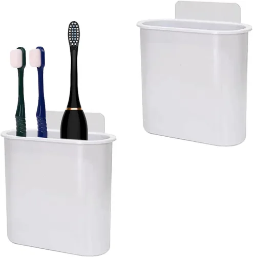 Vista 9 de 2 soportes para cepillos de dientes de montaje en pared para baño, ducha, soporte de cepillo de dientes para cepillo de dientes eléctrico, pasta