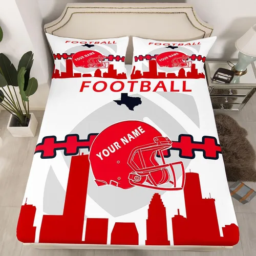Vista 10 de Erosebridal Juego de sábanas bajeras personalizadas de fútbol americano para niños y niñas, juego de cama de jugadores de fútbol, juego de ropa