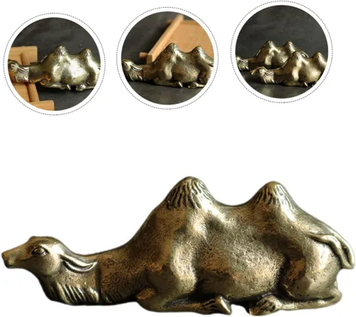 Vista 2 de NOLITOY 4pcs Camel Pen Holder Chinese Brush Rack Camel up Camel Figurines Calligraphy Brush Holder Calligraphy Brush Rest Copper Camel Statue Camel