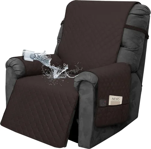 Vista 14 de Easy-Going Funda impermeable para sofá biplaza reclinable con bolsillo, funda de sofá reversible de 1 pieza para sillón reclinable de 2 asientos
