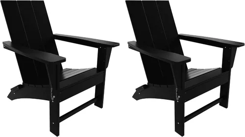 Vista 2 de WestinTrends Ashore Modern - Silla plegable Adirondack para exteriores (juego de 2), color negro