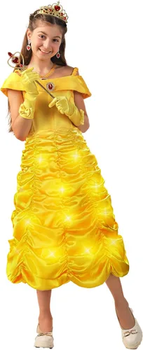 Vista 5 de Sumickx Vestido de princesa para niñas, disfraz de Halloween, cosplay, Navidad, fiesta de cumpleaños