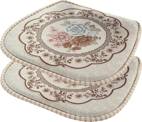 Vista 45 de EORNOW Juego de cojines para silla de comedor con lazos, juego de 1/2/4, almohadillas antideslizantes para silla de comedor con funda extraíble