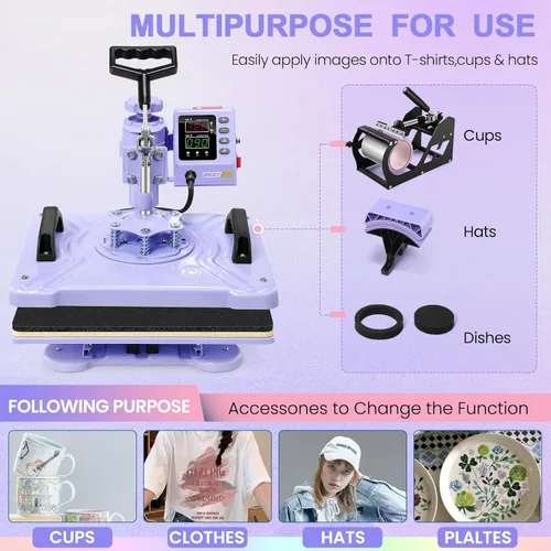 Vista 3 de AKEYDIY Máquina de Prensa de Calor 5 en 1 Mejorada para Camisetas 12X15 Pulgadas, Máquina de Prensa de Camisetas con Giro de 360° para Sublimación