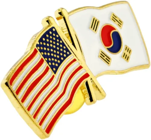 Vista 88 de PinMart Pin de solapa esmaltado con bandera de la amistad cruzada de Estados Unidos y el mundo