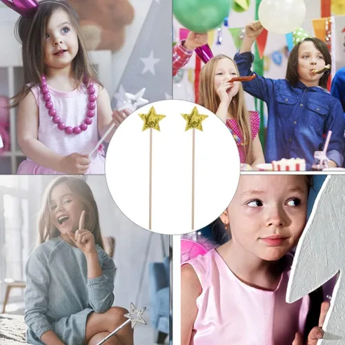 Vista 9 de Kisangel Varita mágica con forma de estrella para niñas, juguetes de fiesta de disfraces de 12.99 pulgadas, accesorios ligeros