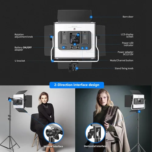 Vista 6 de NEEWER 2 paquetes de 480 luces LED RGB con control de aplicación, kit de iluminación de video fotográfico con soportes y bolsa, 480 LED SMD