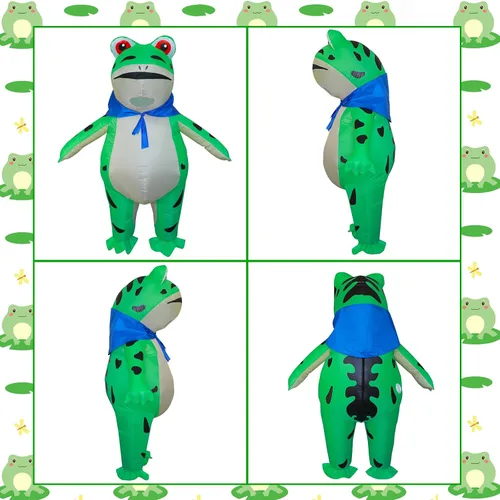Vista 5 de Stegosaurus Disfraz inflable de rana para niños, disfraces de animales lindos de Halloween, divertido traje inflable para niños y niñas, fiesta