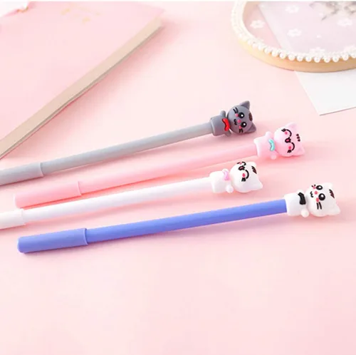 Vista 7 de Bolígrafo de tinta de gel con diseño de gato anudado de mariposa con diseño de animales, lindos bolígrafos de escritura negros kawaii, bolígrafo
