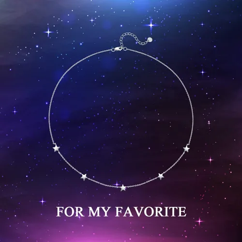 Vista 6 de SOULMEET - Gargantilla de plata de ley minimalista con estrellas delgadas y chapado en oro