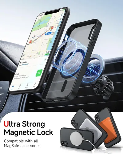 Vista 5 de LeYi Funda para iPhone XR: con protector de pantalla X2 + 2 funda para cámara [compatible con MagSafe] Funda protectora magnética i iphoneXR