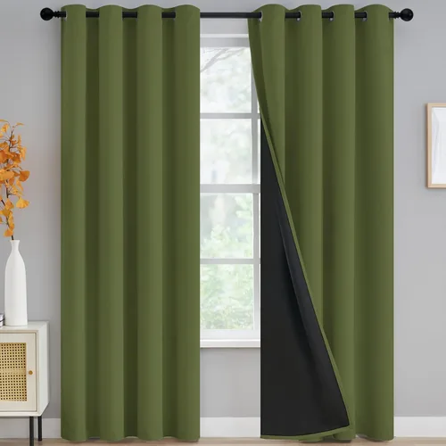 Vista 185 de Yakamok Cortinas negras, cortinas de ventana con aislamiento térmico y eficiencia energética para dormitorio, cortinas opacas completas y cortinas