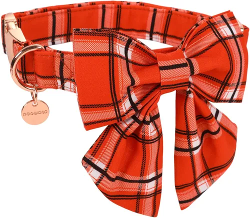 Vista 63 de DOGWONG Collar de otoño para perro con lazo, collar de moño para perro de Acción de Gracias, collar ajustable de algodón de otoño con hoja de arce