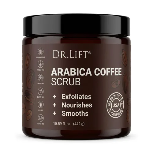 Vista 4 de Dr.Lift - Exfoliante de café arábica, 15.59 onzas, hidratante y exfoliante de cuerpo completo para mujeres y hombres, fabricado en los Estados Unidos