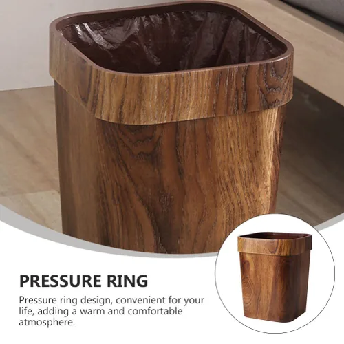 Vista 6 de Cabilock Bote de basura retro creativo de 14 l Imitado papelera sólida para oficina en casa dormitorio baño estilo vintage cubo de basura