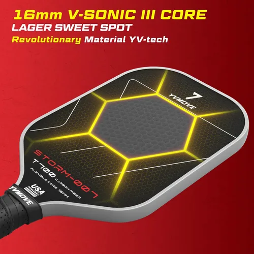 Vista 6 de YVmove 16mm Kevlar T700 Carbon Fiber Pickleball Paddle, USAPA Approved Raw Carbon Texture for Exceptional Spin Explosive Power & Consistent Shot